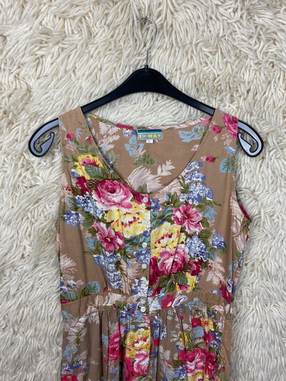 Vintage women's Size L Jumpsuit Overall floral Su… - image 4