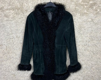 Vintage 70s / 80s Suede Leather Fur Collar Jacket in Brown - Etsy