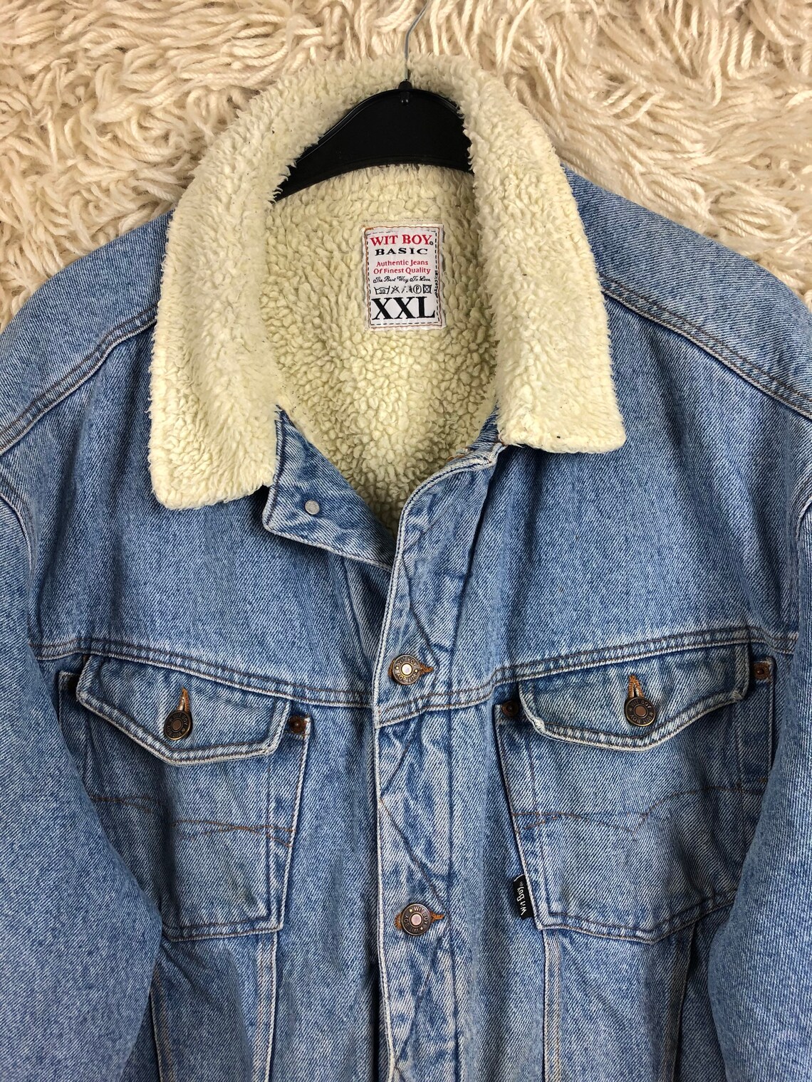 Vintage Wit Boy denim jacket with teddy fur 80s 90s lining | Etsy