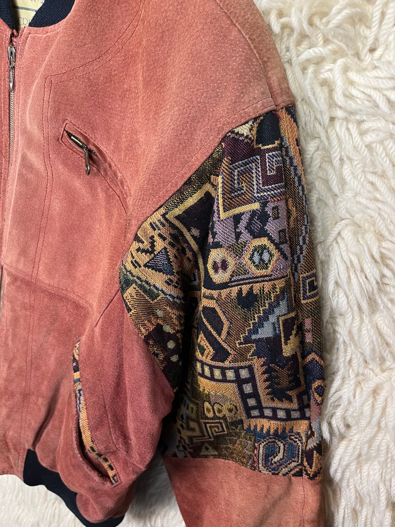 Vintage Navajo Bomber Jacket Size S M 44/46 BomberjacketBomberjacke Jacke Suede Wool 80s 90sp Bild 7