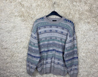 Vintage sweater size M - XXL jumper knit wear 80s 90s crazy pattern