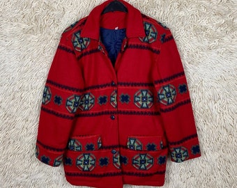 Vintage Size S - L Fleece Jacket Fleece Jacket Crazy Pattern unisex Oversize 80s 90s