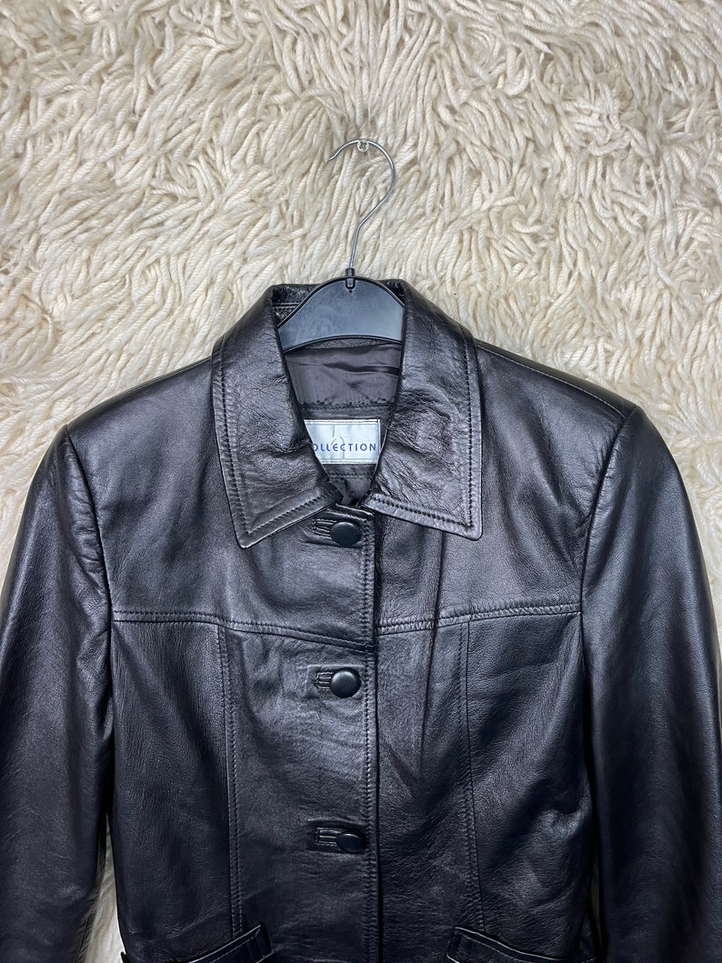 Vintage Leatherjacket Mujer Tamaño S M 38 Chaqueta de cuero chaqueta de cuero 80s 90s imagen 5