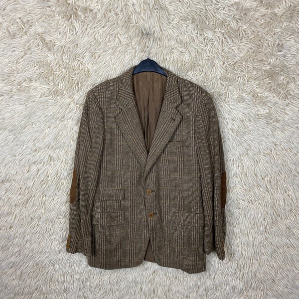 Vintage Size M - L Fine Blazer Sacko Houndstooth Pattern Jacket Unisex Wool 80s 90s