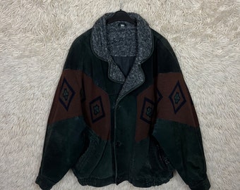 Vintage Size S L Navajo Jacket Suede Wool Leather - Etsy UK