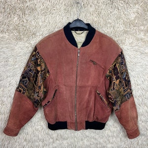 Vintage Navajo Bomber Jacket Size S M 44/46 BomberjacketBomberjacke Jacke Suede Wool 80s 90sp Bild 3