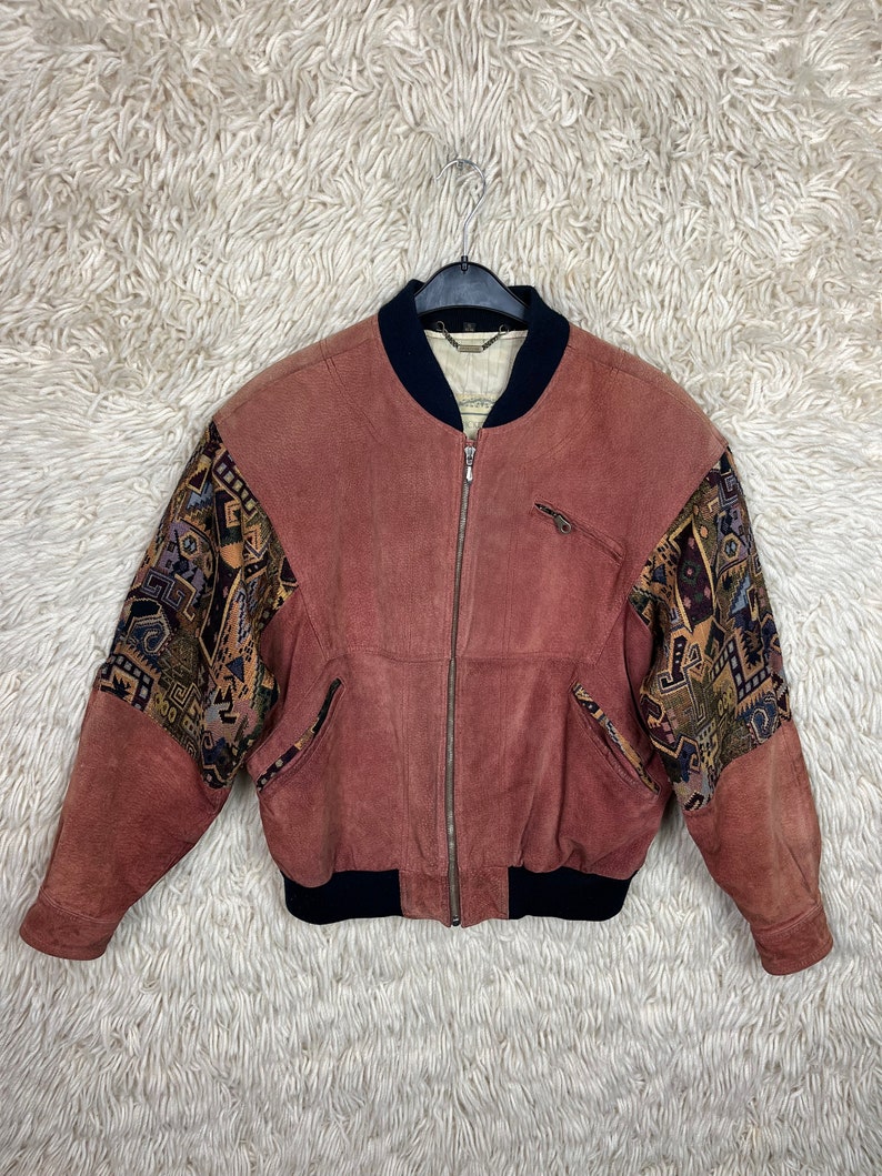 Vintage Navajo Bomber Jacket Size S M 44/46 BomberjacketBomberjacke Jacke Suede Wool 80s 90sp Bild 3