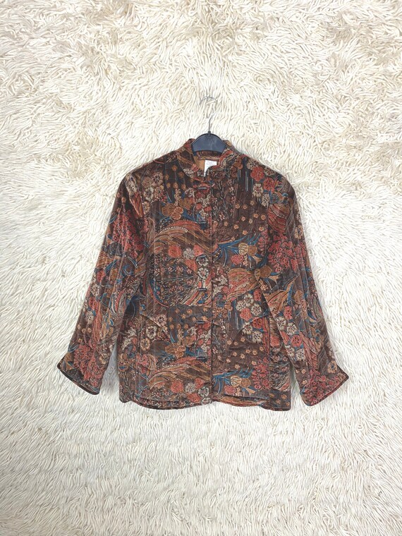 Vintage Jacket Womens Size S L Velvet Floral Velvet Jacket Boho  