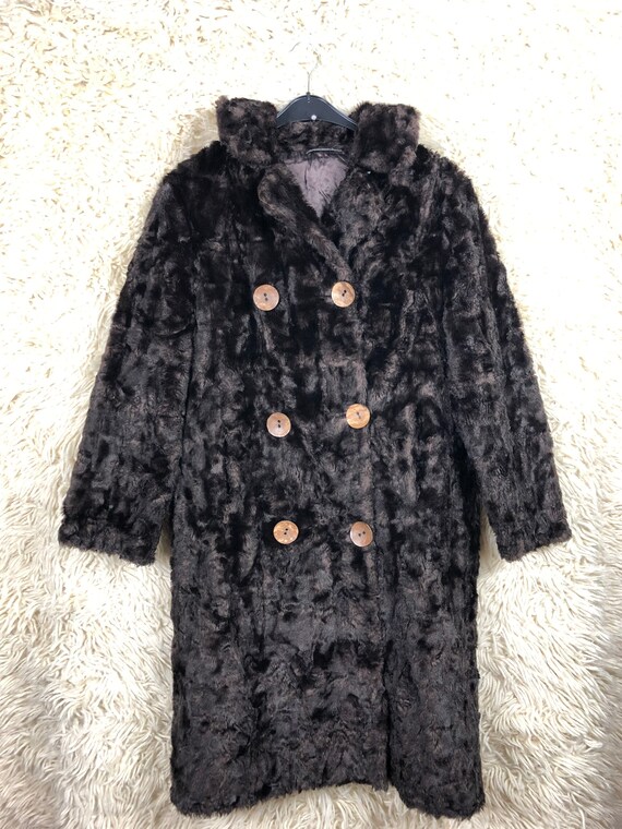 Vintage Fake Fur Mantel Coat Women’s 80s 90s Size