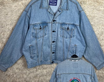 Vintage Hard Rock Café Denim Jasje Maat L - XL Denim Jasje Jeans Jasje Zakken jaren '80 90se