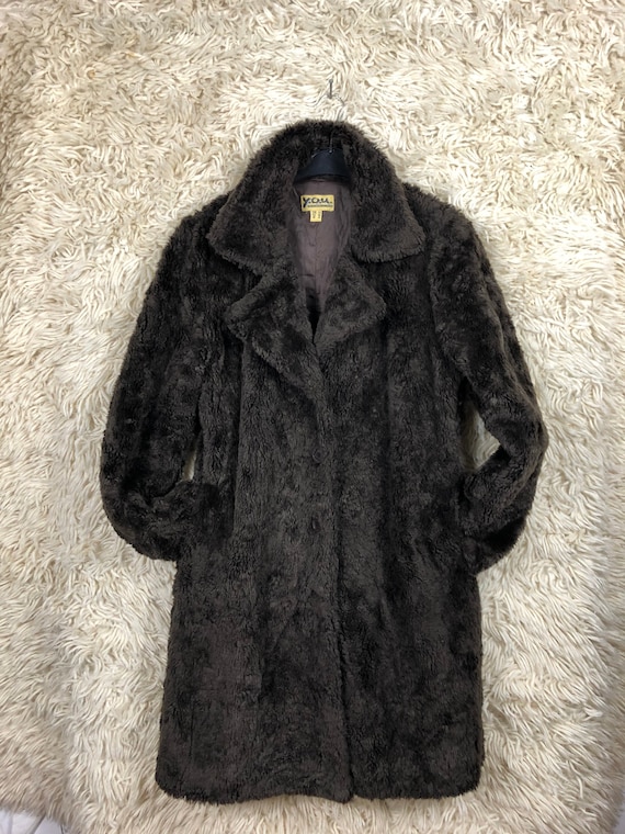 Vintage Fake Fur coat jacket kunstpelz Mantel Dame