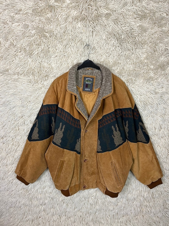 Vintage Navajo Bomber Jacket Size L XXL Bomber Jacketbomber Jacket Suede Wool 80s 90s Etsy UK