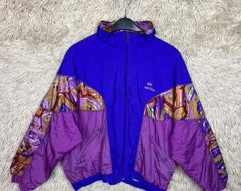 Vintage Shell Jacket Size M - L (40) Shelljacket Sportjacke Jacke Shiny Crazy Pattern 80s 90s