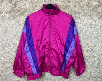 Vintage Shell Jacket Size M - XL Shelljacket  Jacke Sportjacke Crazy Pattern 80s 90s