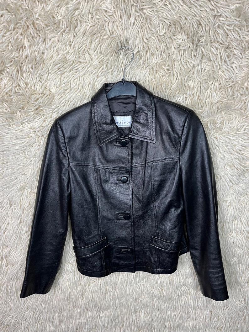 Vintage Leatherjacket Mujer Tamaño S M 38 Chaqueta de cuero chaqueta de cuero 80s 90s imagen 2