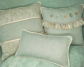 seafoam blue throw pillows