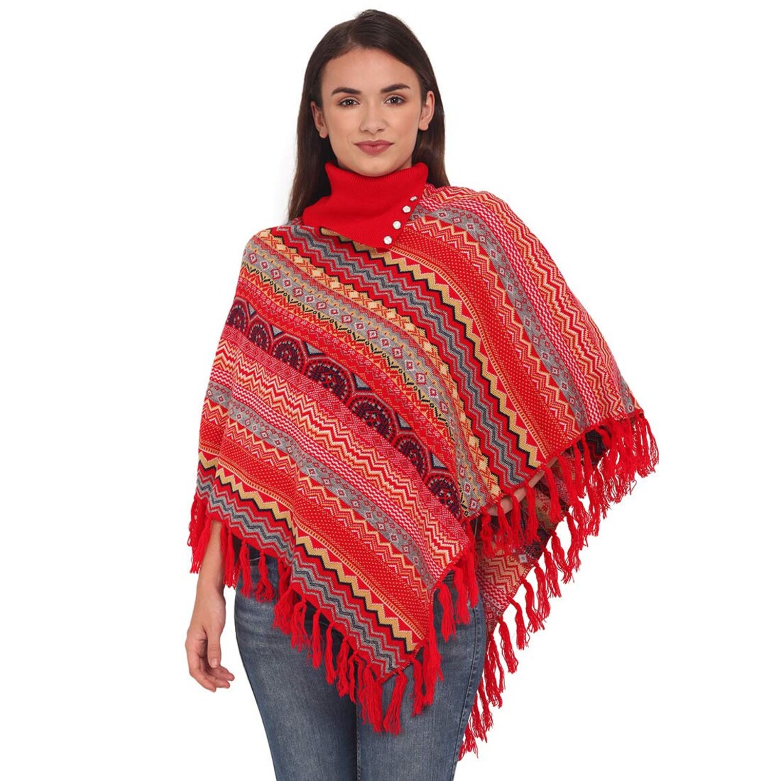 Poncho di lana Boho Poncho Ponchos da donna Tassle Ethno Etsy