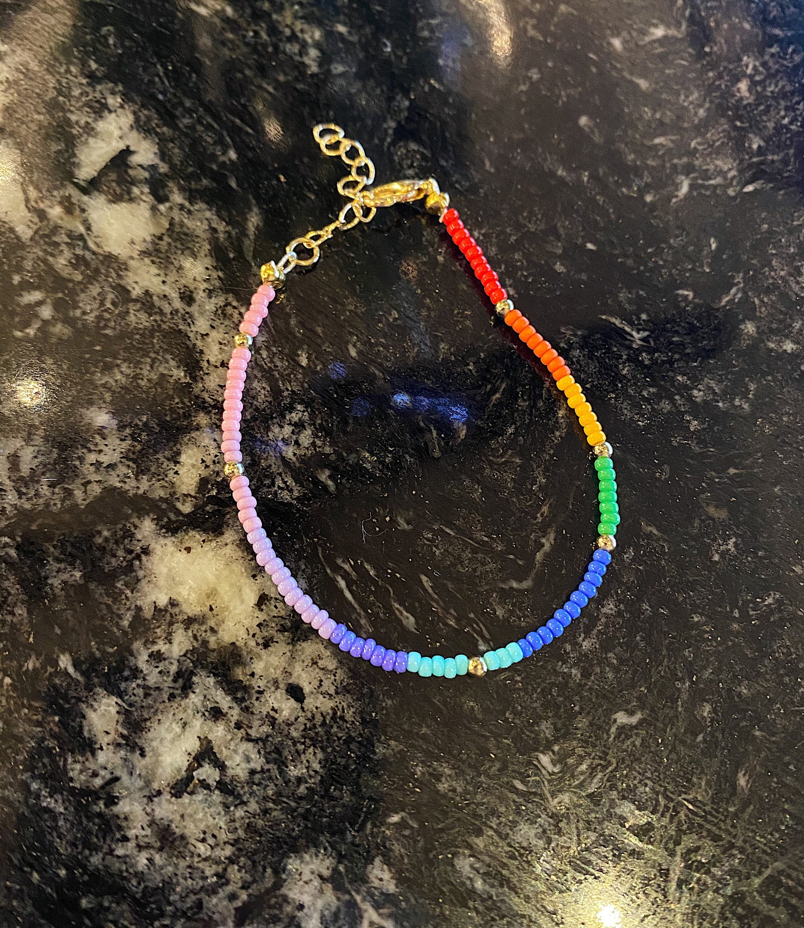 Rainbow Beaded Bracelet Colourful Bracelet Beaded Bracelet Etsy