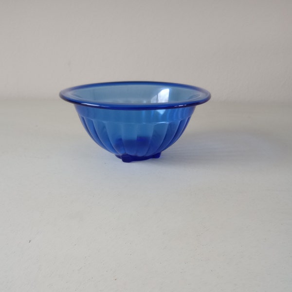 Vintage Depression Blue Bowl, small blue bowl, small clear blue bowl, Hazel Optic