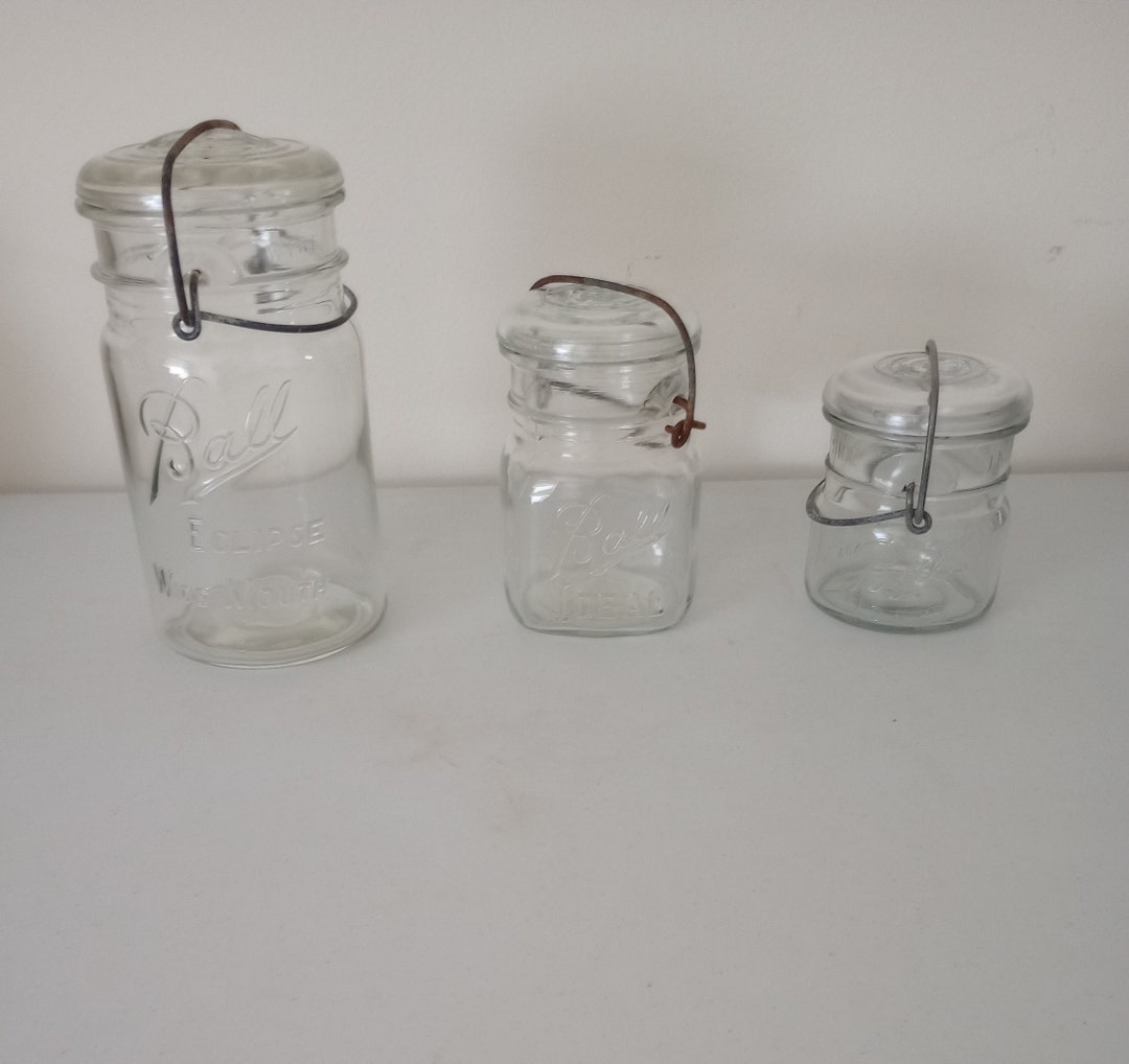 Vintage Ball Jars With Glass Lids Etsy