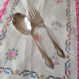 Vintage Meat Fork and Serving Spoon, Holmes and Edwards matching set