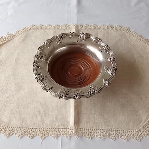 Antique silver plate coaster, Victorian style coaster