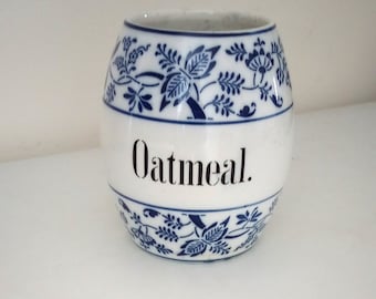 Vintage Blue Onion Oatmeal Canister