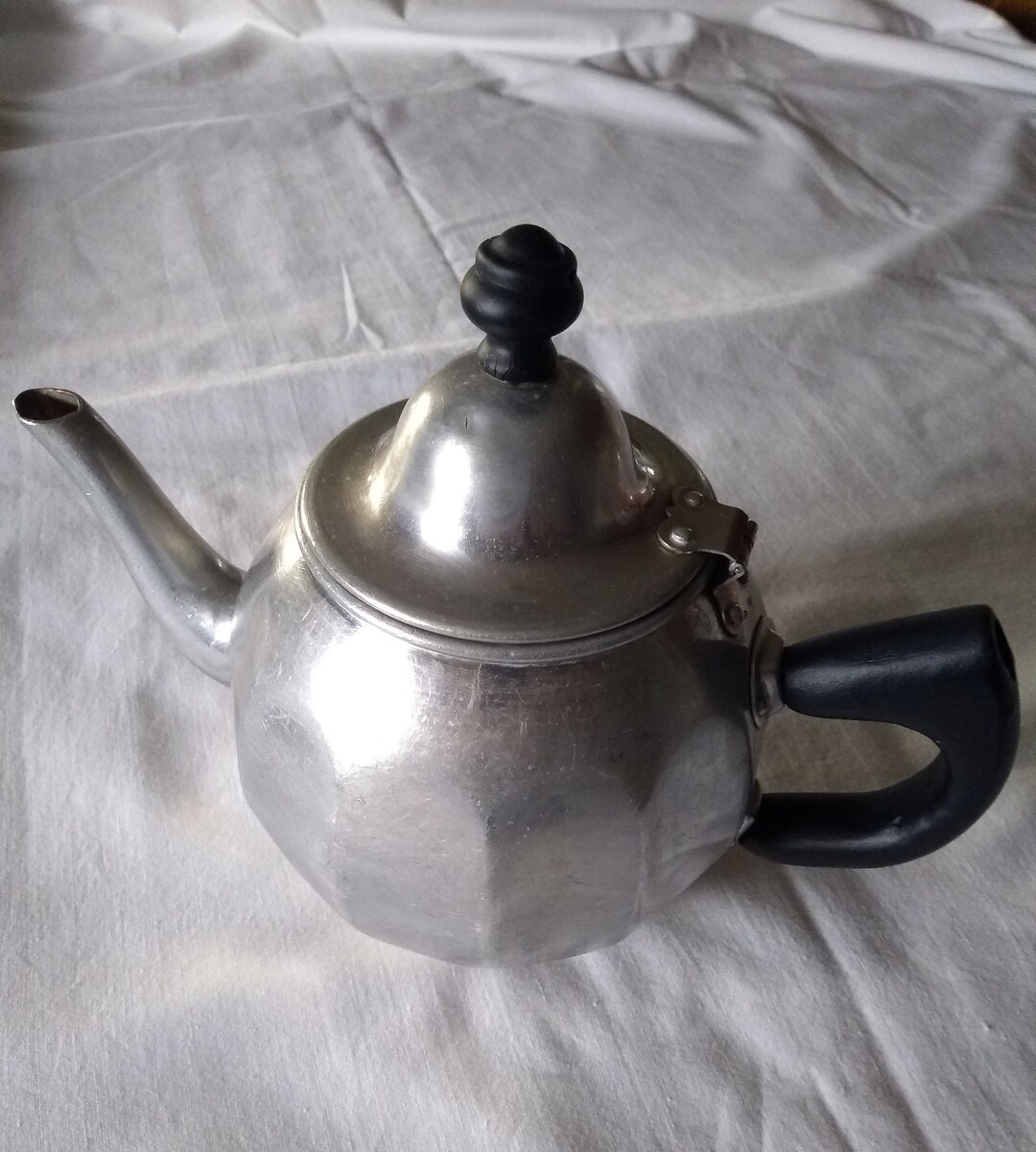 Vintage Aluminum Teapot With Black Top and Handle Etsy