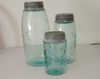 Vintage Mason Canning Jars, 1858 mason, mason w zinc lids, canister set
