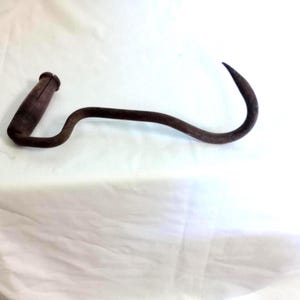 Antique Iron Hay Bale Hook with Wooden Handle