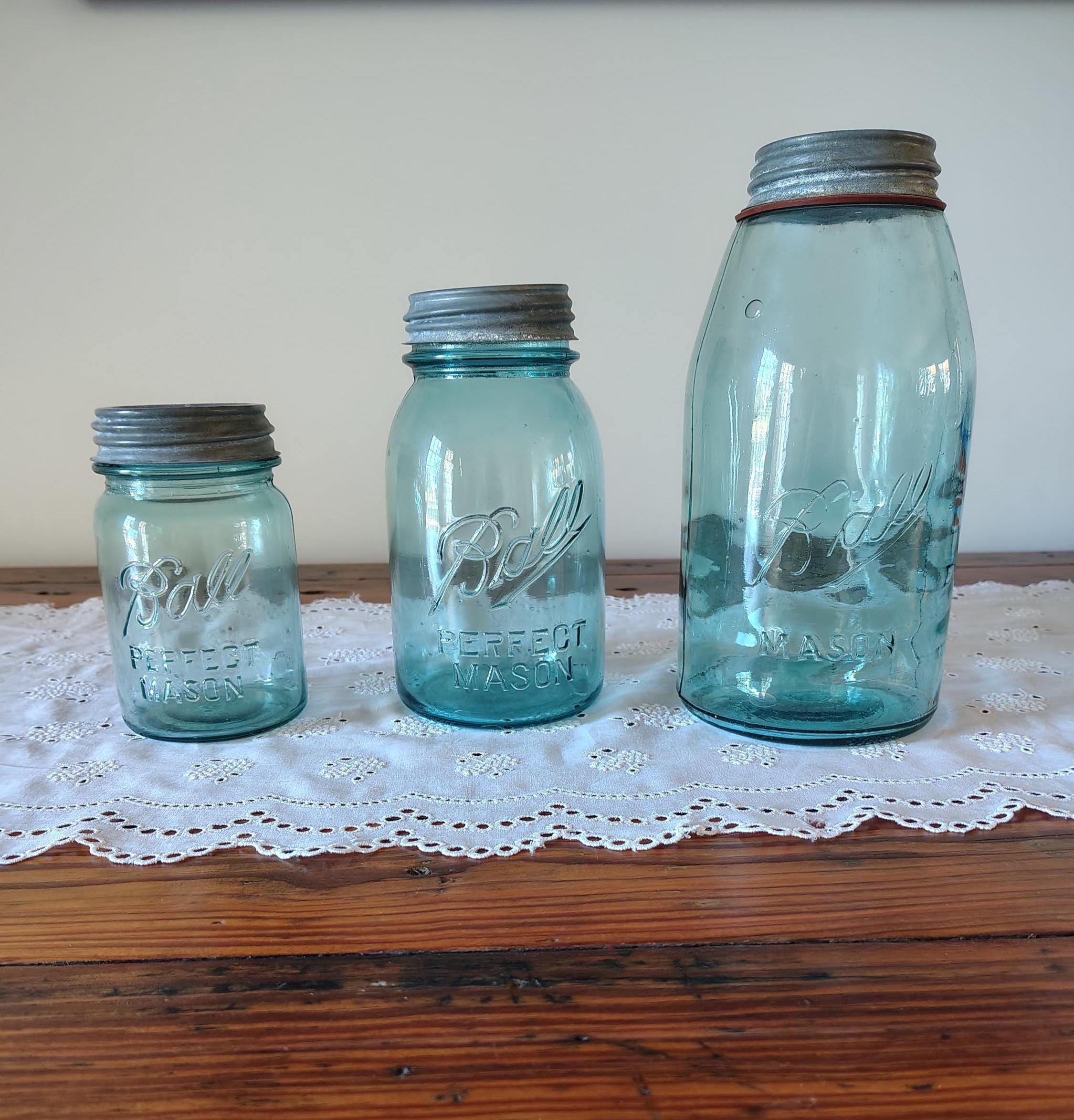 Ball Mason Jar 2個セット アンティーク 2 Qt Blue Ball Jar - Etsy