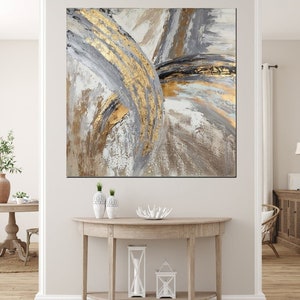 Mountains of gold – gold leaf textured abstract painting