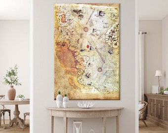 El mapa de Piri Reis, mapa del Imperio Otomano, mapa vintage, mapa de pared grande, mapa del mundo antiguo, decoración de mapas antiguos, impresión de mapas de Piri Reis, mapa histórico