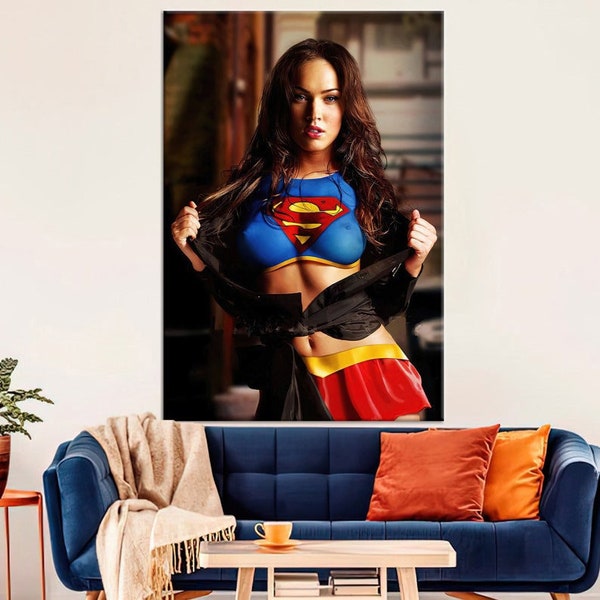 Superwoman Wall Art, Megan Fox Wall Art, Megan Fox Canvas, Fashion Art, Celebrity Poster, Pop Art Home Decor, Wall Art Canvas, Modern Poster
