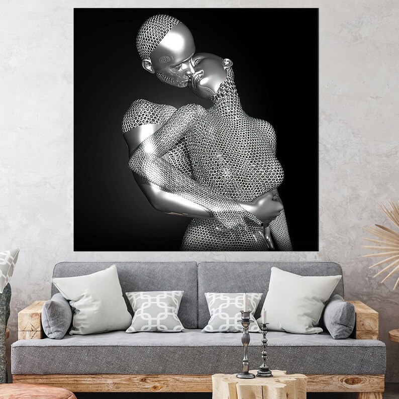 Kissing Couple Wall Art, Hug Couples, Erotic Wall Art, Sensual Art