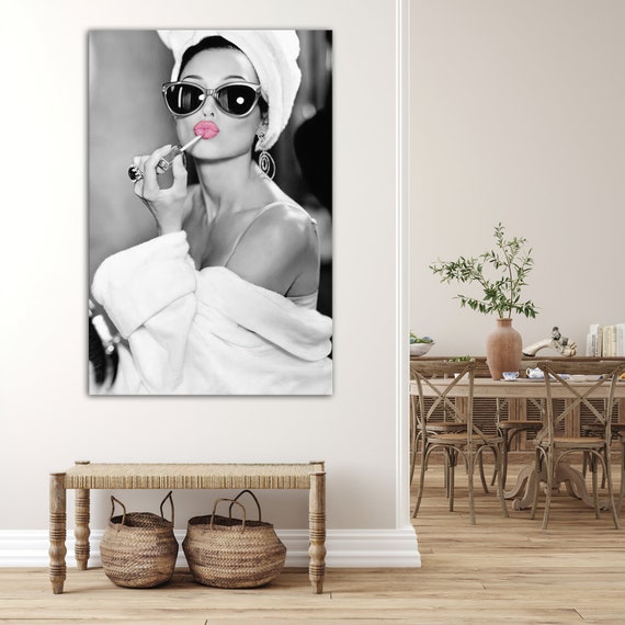Audrey Hepburn Wall Art Home Workplace Décor Pink Pretty Lips Poster Audrey Hepburn Wall Art Home Workplace Décor Pink Pretty Lips Poster