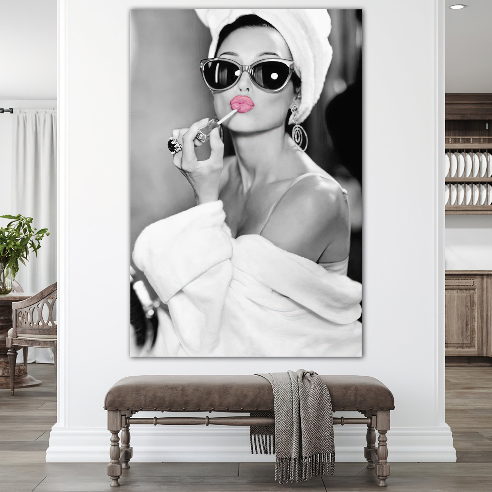 Audrey Hepburn Wall Art Home Workplace Décor Pink Pretty Lips Poster Audrey Hepburn Wall Art Home Workplace Décor Pink Pretty Lips Poster