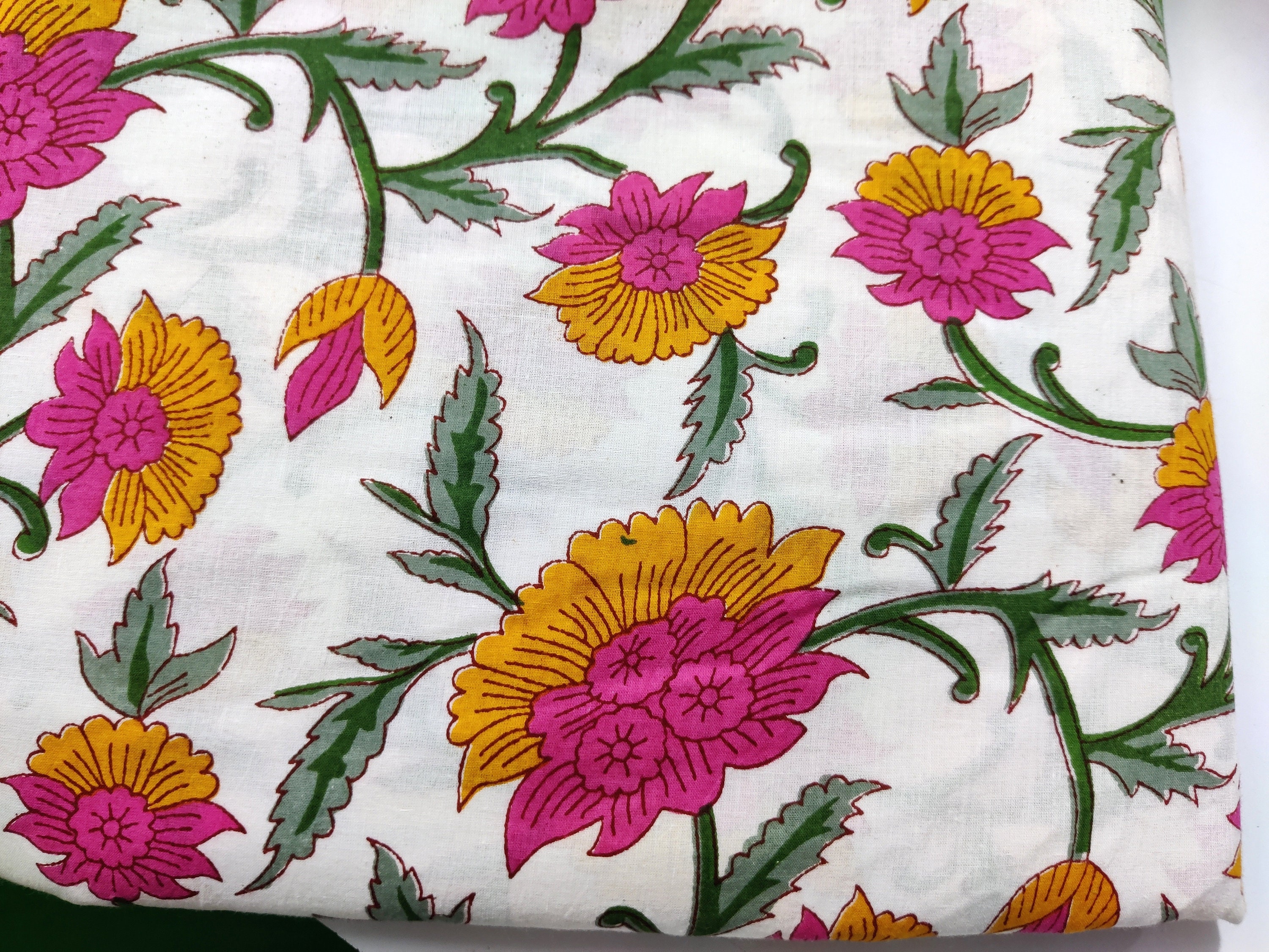 Sanganer Printed Cotton Fabric Etsy UK