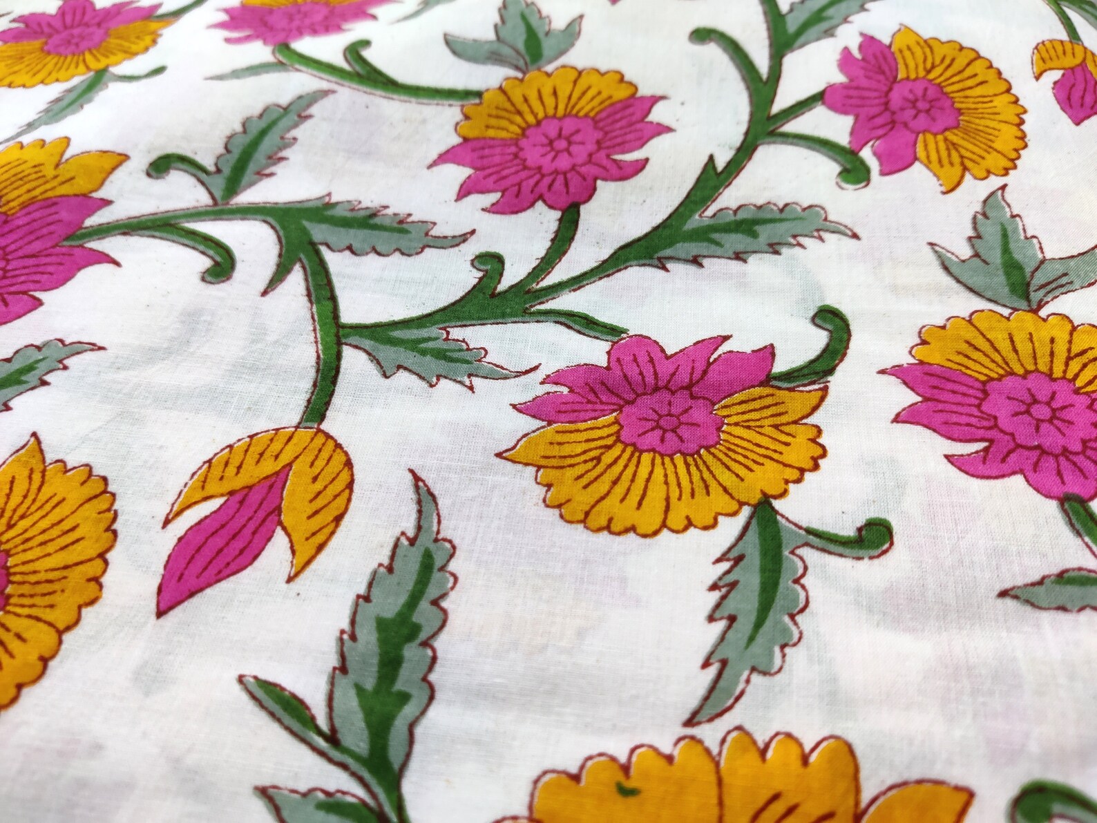 Sanganer Printed Cotton Fabric Etsy UK
