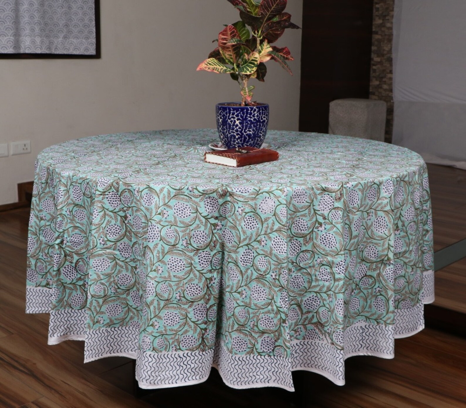 Round Hand Block Tablecloths Etsy