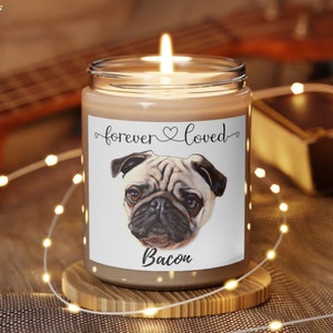 Custom Pet Memorial Soy Wax Scented Candle, Forever Loved Pet Candle, Custom Candle Pet Loss Gift, Custom Pet Portraits, Keepsake Gift