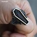 Unique Zombie Vampire Skull Biker Ring Jewelry Vintage Portrait Vampire Coffin Ring for Men's Titanium Steel Rings, Viking Jewelry For Men 