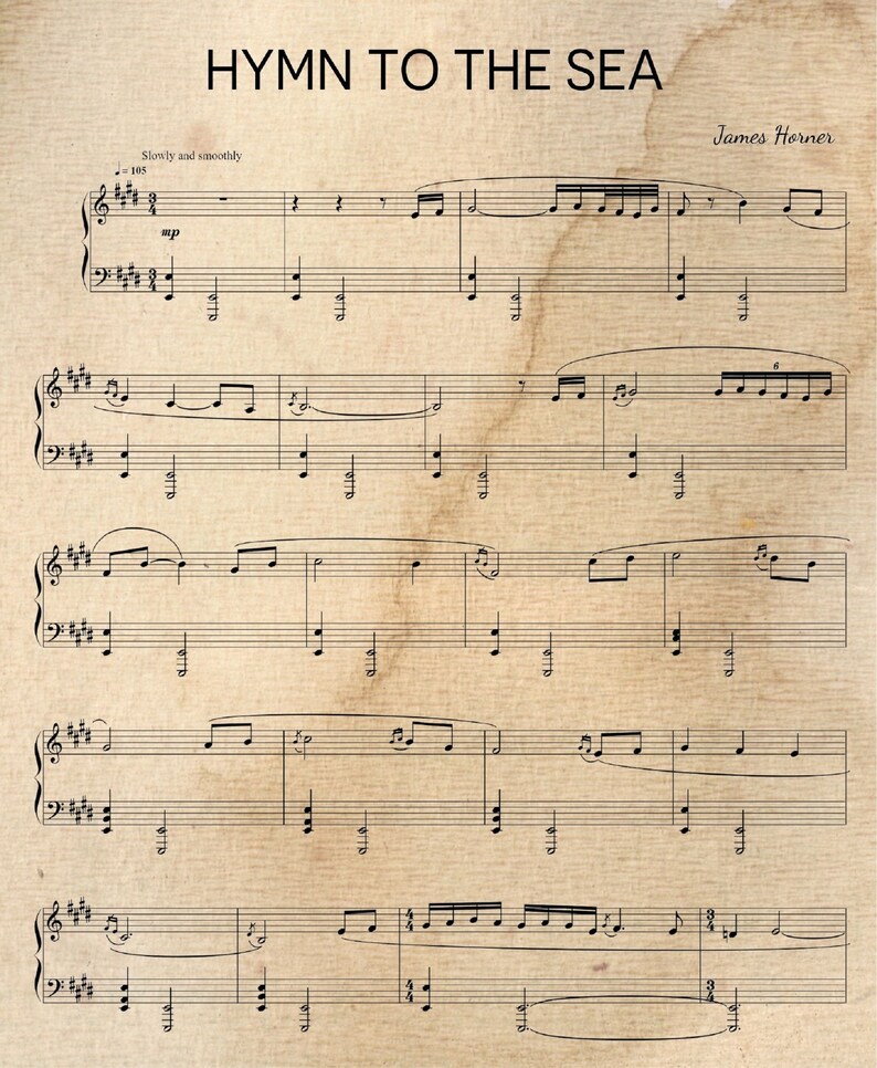Hymn to the Sea Sheet Music Titanic Sheet Music Art Print Etsy