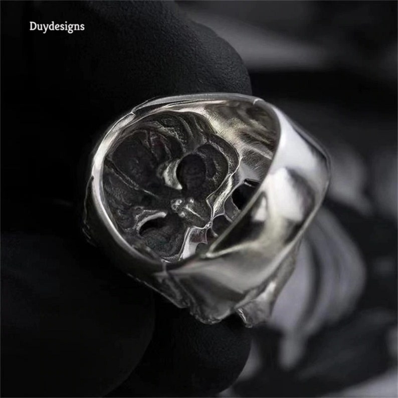 Men's Black Skull Ring Skull Biker Rings Mens Rocker Etsy