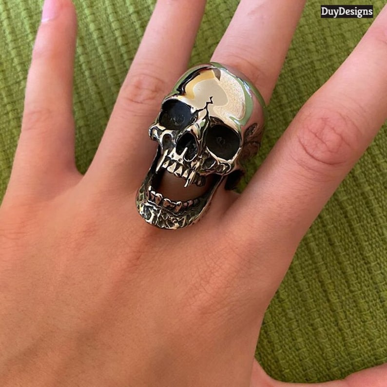 Gothic Vampire Skull Men Womens Stainless Steel Biker Rings Man Gothic Punk Jewelry couple ring Vampire Skull Ring gift for himher