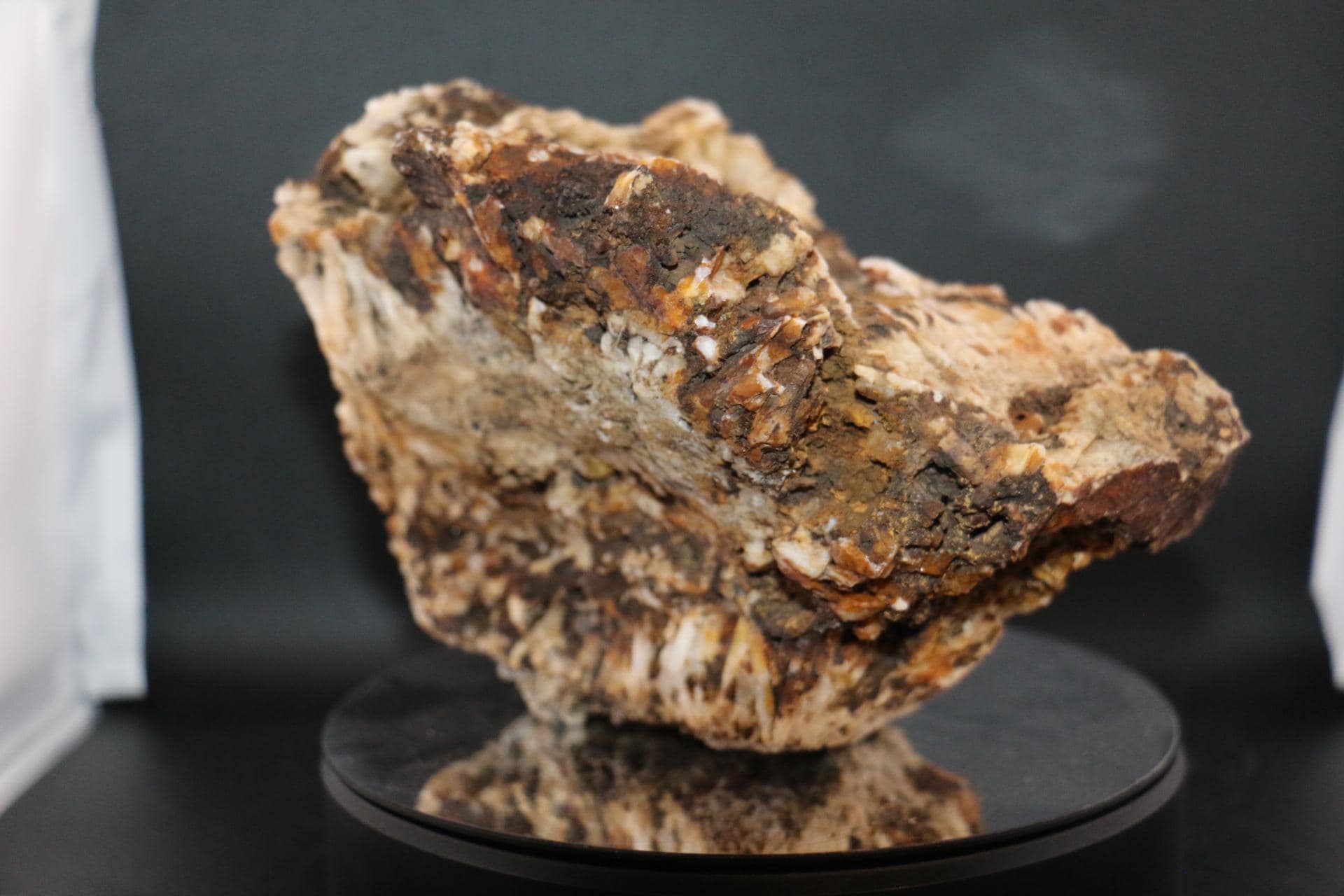 Gold Ore, rare mineral specimen with Gold in matrix with mass cluster of Quartz crystal points,limonite, ancient clay  packing. Amazing