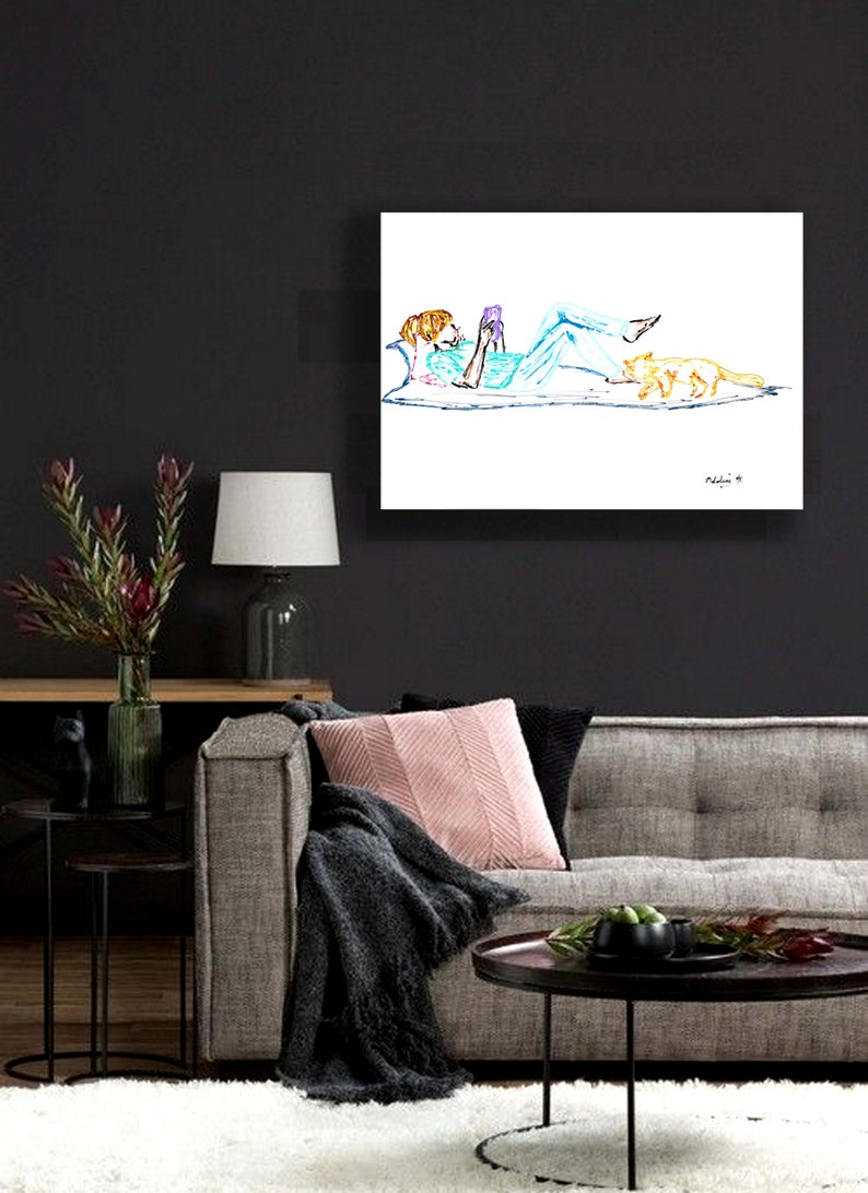 Friend Gift art Reading Girl Original Oil Painting Just A Girl Who Loves Books Line Art Book Lovers Painting Wall Art Gift Gift for her