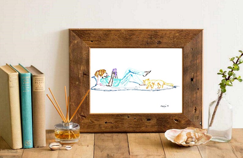 Friend Gift art Reading Girl Original Oil Painting Just A Girl Who Loves Books Line Art Book Lovers Painting Wall Art Gift Gift for her
