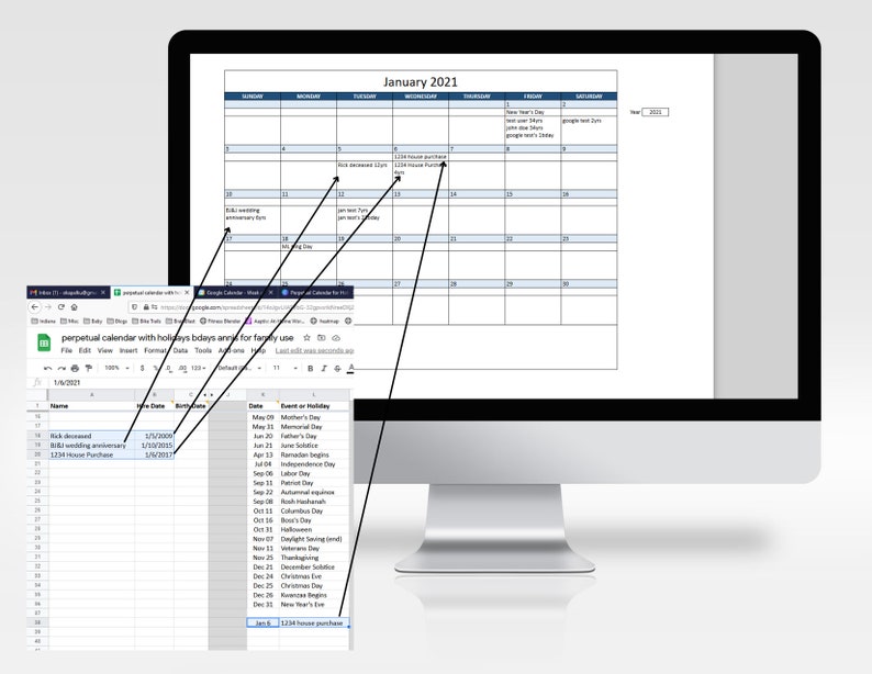2024 Automatic Electronic Perpetual Printable Planner Calendar Etsy UK