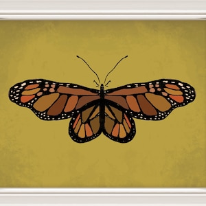 Monarch Butterfly Art Print: Mid-Century Modern Boho Wall Decor